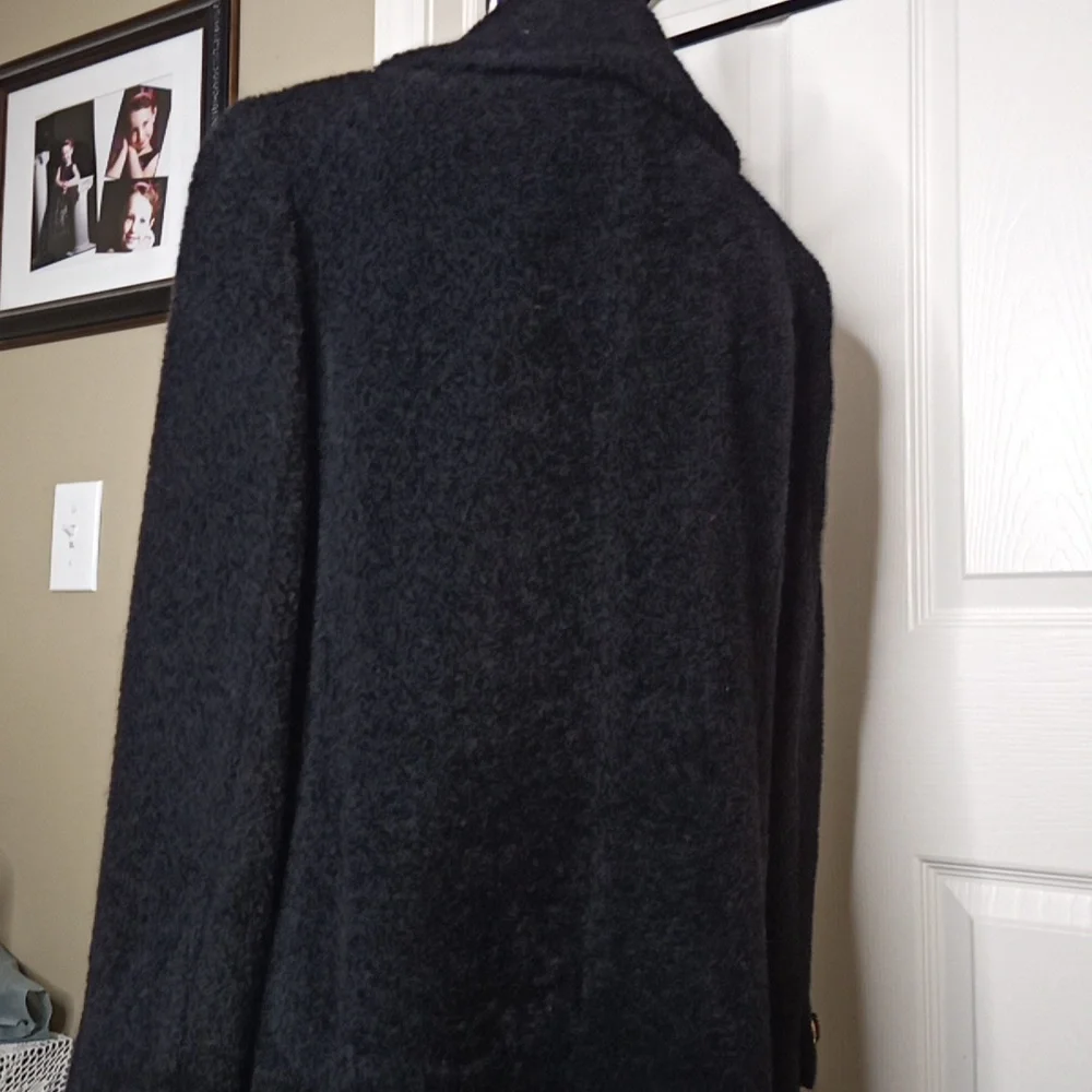 Vintage Full-Length w/Lapel & Faux Fur Look Double Breasted Gold Button … - Picture 11 of 13